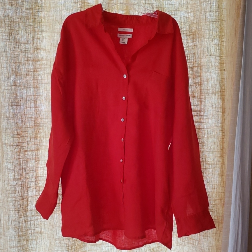 Linen, Blood Orang Button Down